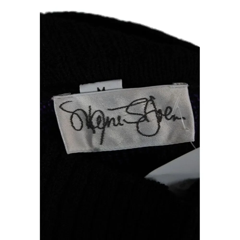St. John Women Black Argyle Pullover Turtleneck Sweater Long Sleeve Size M